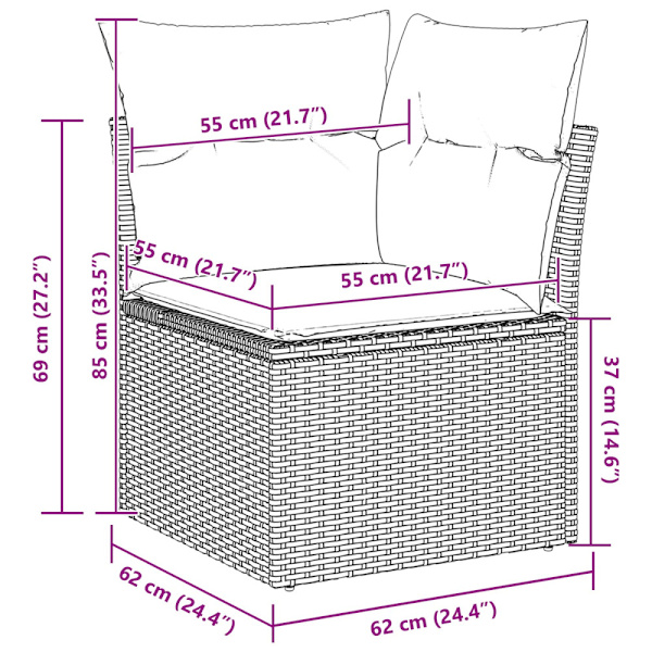 Soffset 6 pcs Grå konstrotting