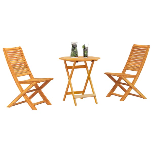 Fällbart bistroset 3 st Brun Massivt Akaciaträ