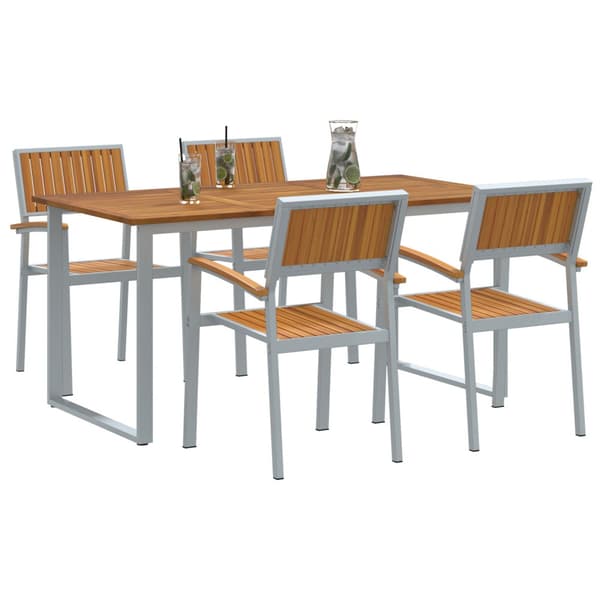Trädgårdsmöbelset 5 pcs Grå Massivt Akaciaträ