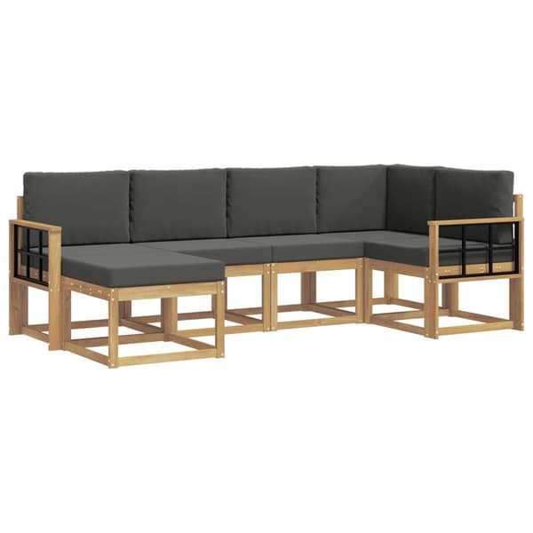 Utomhussoffset med kudde 6 pcs Vit och antracit Polyester