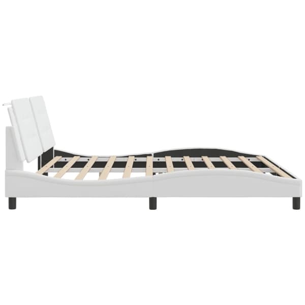 Bed Frame with LED without Mattress "Zadar" White 200x200 cm