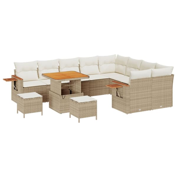 Trädgårdsoffset 13 st 9-Antal sittplatser Beige och gräddfärgad