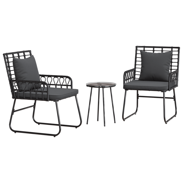 Trädgårdsmöbelset 3 pcs Svart och Anthracit konstrotting