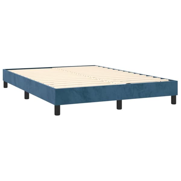 Ramsäng med madrass mörkblå 140x200 cm sammet