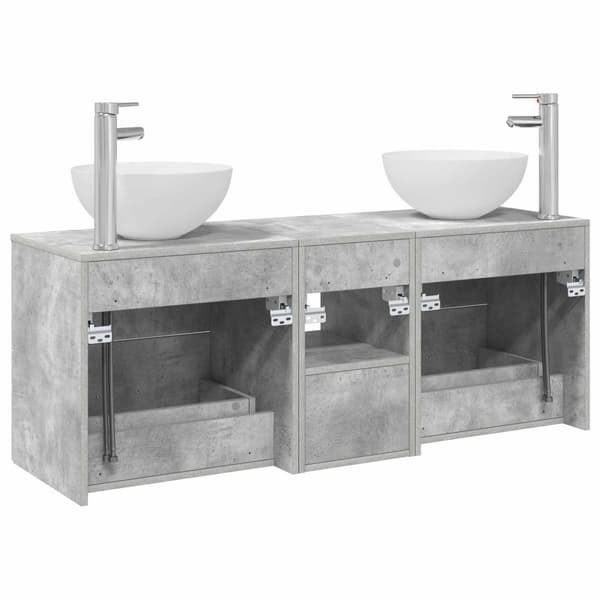 Badrumsskåpsset 3 st Betonggrå 49,5 x 41 x 64,5 cm