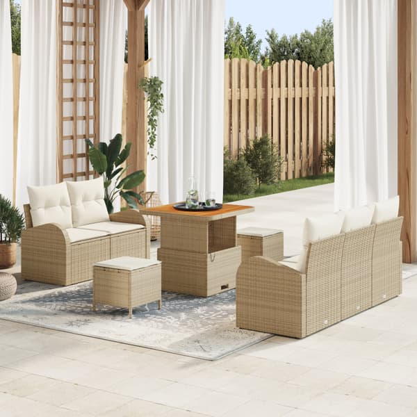 Trädgårdsoffset 8 st Beige konstrotting