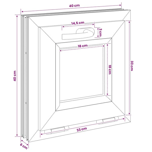 Tilt källarfönster RISOR 40 x 40 cm PVC och klart glas