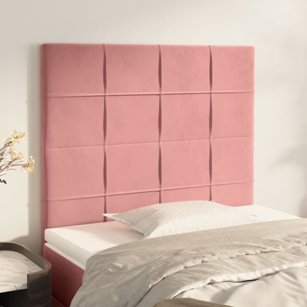 Sänggavel rosa 100x5x118/128 cm sammet