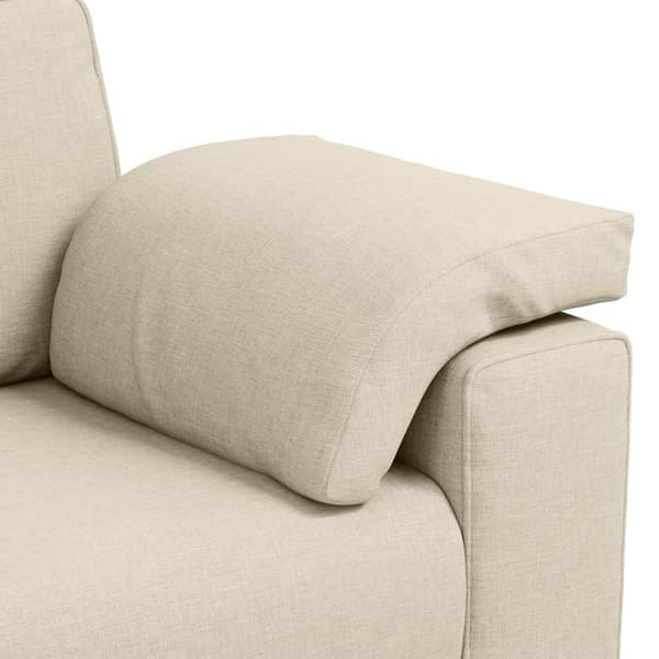 3-Sits soffa Beige 220 cm Linnenblandad tyg