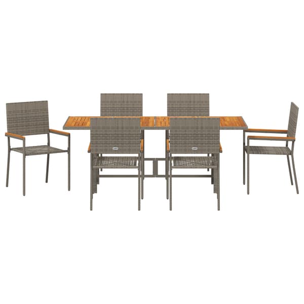 Trädgårdsmöbelset 7 pcs Grå konstrotting