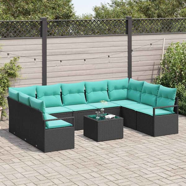 Soffset med kudde 10 pcs Svart konstrotting