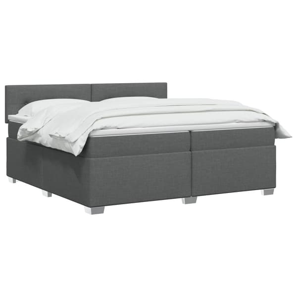 Boxspring säng med madrass och LED Mörkgrå 200 x 200 cm Tyg