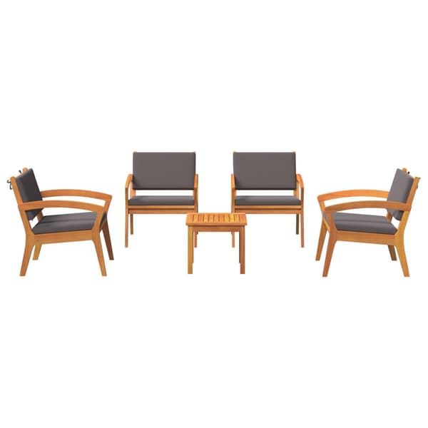 Bistroset med kudde 5 pcs Brun Polyester