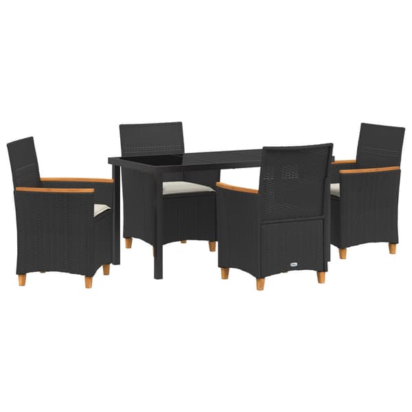 Trädgårdsmöbelset 5 pcs Svart konstrotting