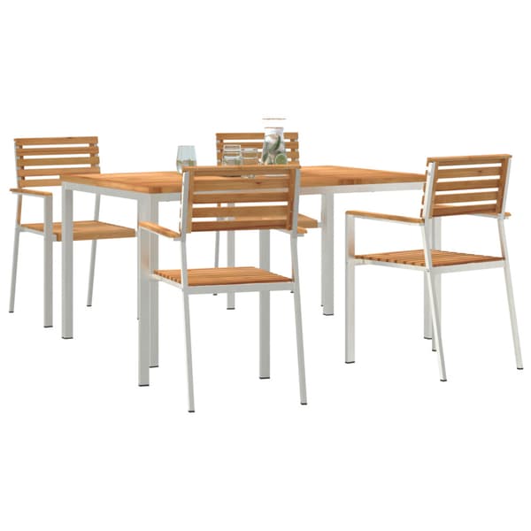 Trädgårdsmöbelset 5 pcs Brun Massivt teakträ