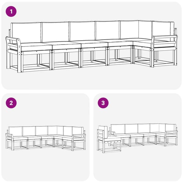 Utomhussoffset med kudde 6 pcs Naturlig och Beige