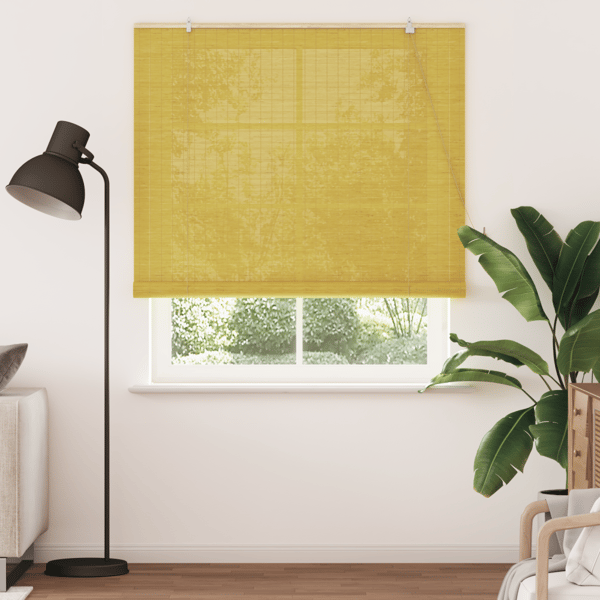 Rullgardin med gardiner Gul 150 x 220 cm Bambu