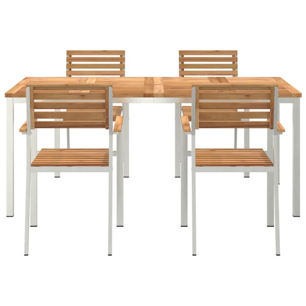 Trädgårdsmöbelset 5 pcs Brun Massivt teakträ