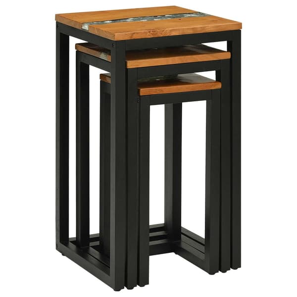 Nestingbord 3 pcs Brun Massivt teakträ