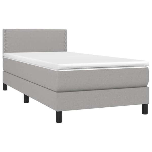 Ramsäng med madrass ljusgrå 100x200 cm tyg
