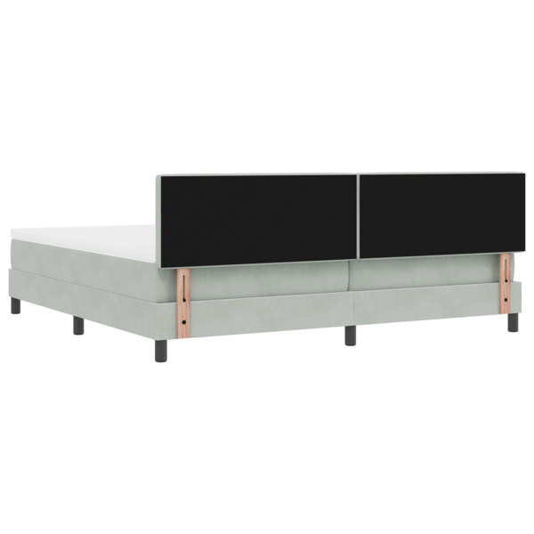LED Box Säng med LED-ljusslingor Ljusgrå 200 x 200 cm Sammet