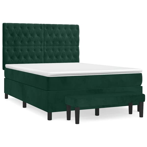 Ramsäng med madrass mörkgrön 140x190 cm sammet