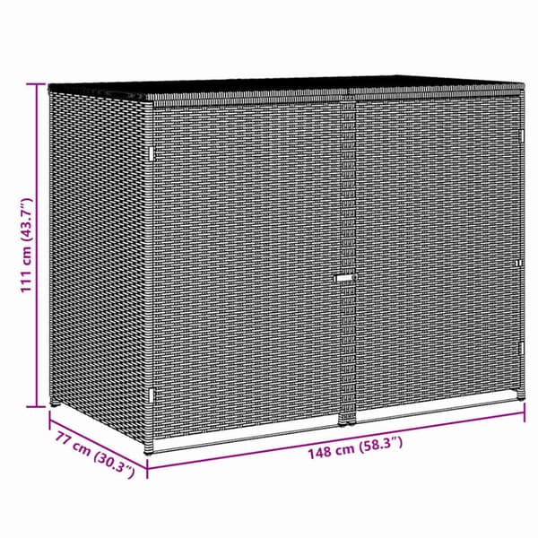 Skjul för 2 soptunnor konstrotting antracit 148x77x111 cm