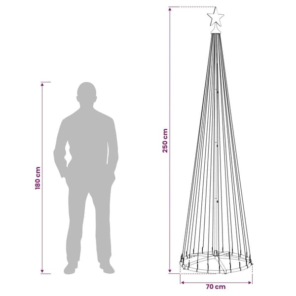LED-konjulgran 250 cm 470 LED-lampor Blå Stål Vit