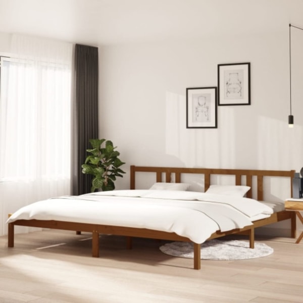 Sängram honungsbrun massivt trä 200x200 cm