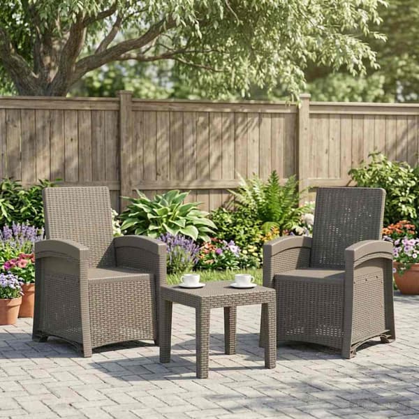 Reclining gardenstol i rottinglook 2 pcs Ljusgrå PP