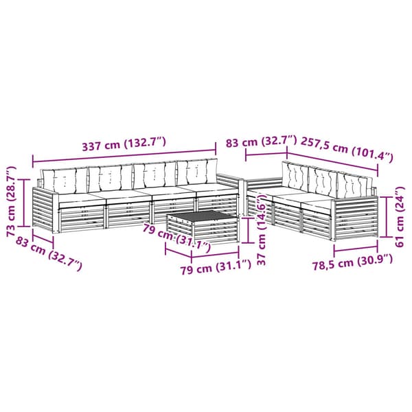 Utomhussoffset 8 pcs Vit och antracit