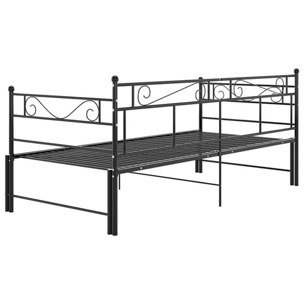 Utdragbar sängram bäddsoffa svart metall 90x200 cm