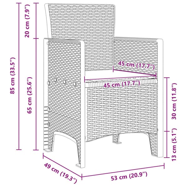 Trädgård Stol 2 pcs Ljusgrå 53 x 49 x 85 cm Polypropylen