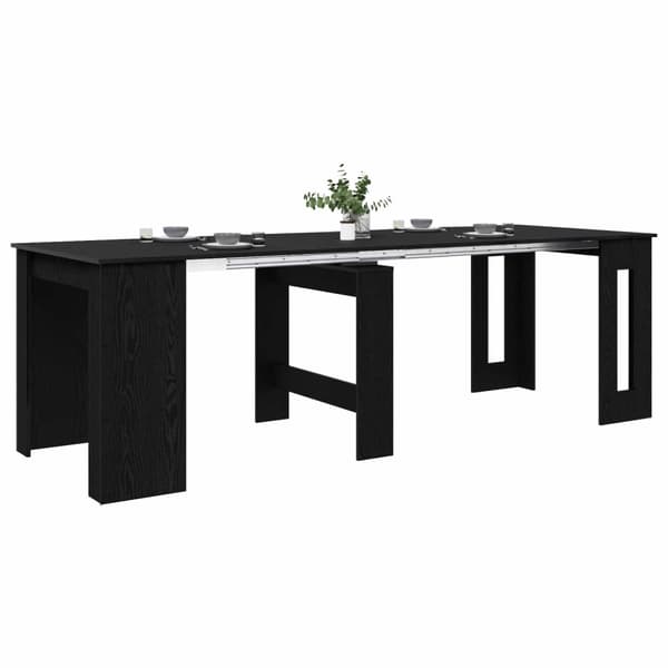 Matbord 240 x 85 x 75 cm Konstruerat trä Svart ek Rektangulär