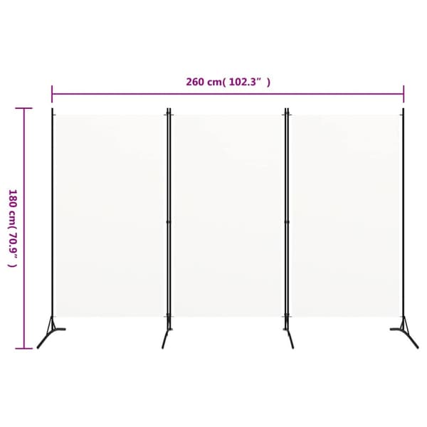 Rumsavdelare 3 paneler vit 260x180 cm tyg