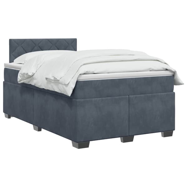 Boxspring säng med madrass och LED Mörkgrå 120 x 200 cm Sammet