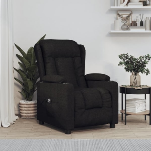 Elektrisk reclinerfåtölj svart tyg