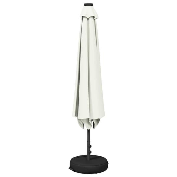 Trädgårdsparasol med LED Lampor 230 x 230 cm Polyester Gräddvit