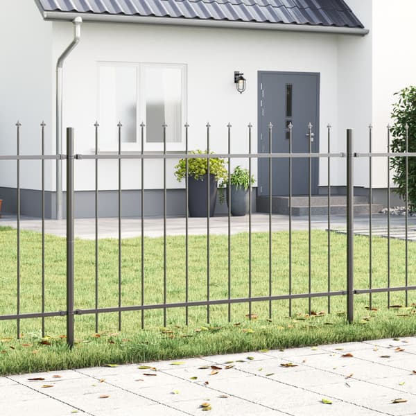 Trädgårdsstängsel 4 pcs Grå 6,8 x 0,8 m Pulverlackerad stål