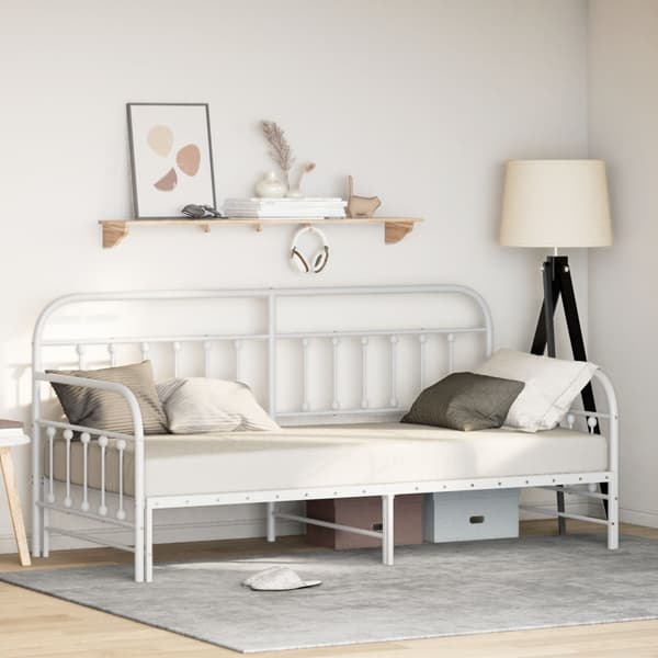 Dagbäddram Vit 90 x 200 cm Pulverlackerat stål