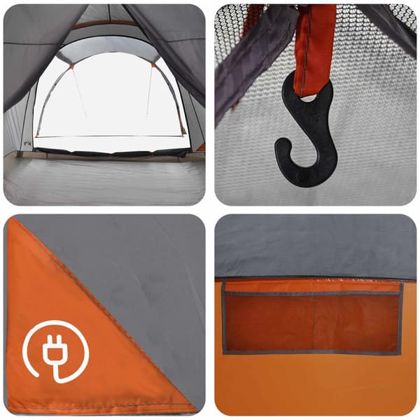 Tunneltält Grå och orange 370 x 275 x 210 cm Polyester och Stål