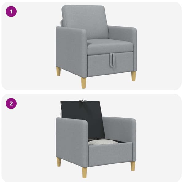 Soffa med förvaring Ljusgrå 72 x 78 x 87 cm Polyester