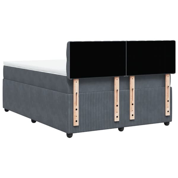 Ramsäng med madrass mörkgrå 140x190 cm sammet