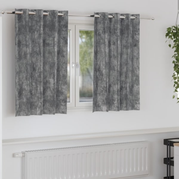 Sammetsgardiner 2 st med öglor Grå 140x140 cm