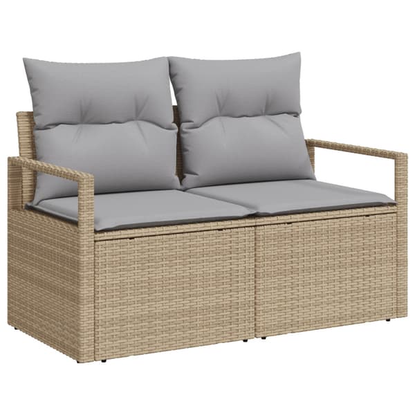 Trädgårdsoffset med kudde 5 pcs beige och ljusgrå