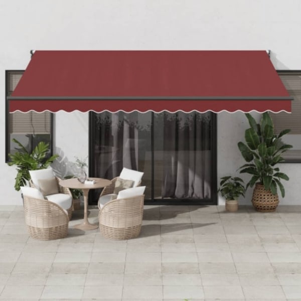 Markis automatiskt infällbar vinröd 450x300 cm