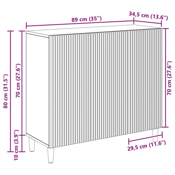 Sideboard Rökt ek 89 x 34,5 x 80 cm Konstruerat trä