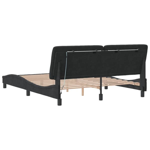 Bed Frame with LED without Mattress Black 160x200 cm Velvet