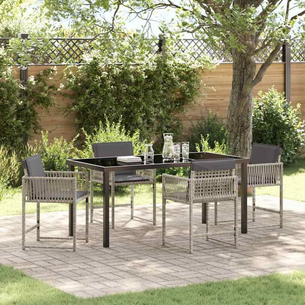 Trädgårdsmöbelset 5 pcs Ljusgrå konstrotting