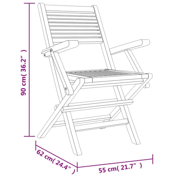 Hopfällbara trädgårdsstolar 6 st 55x62x90 cm massiv teak